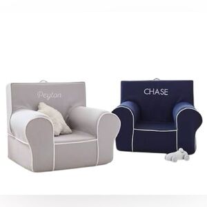 Pottery Barn Kids FIRST ANYWHERE Chair Gray White Piping SLIPCOVER"LUKE"18"x19”